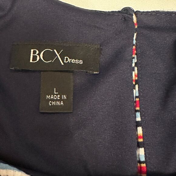 BCX Dress Womens Junior‎ Large Multicolor Striped Asymmetrical Mini Sheath NWT - Picture 7 of 11